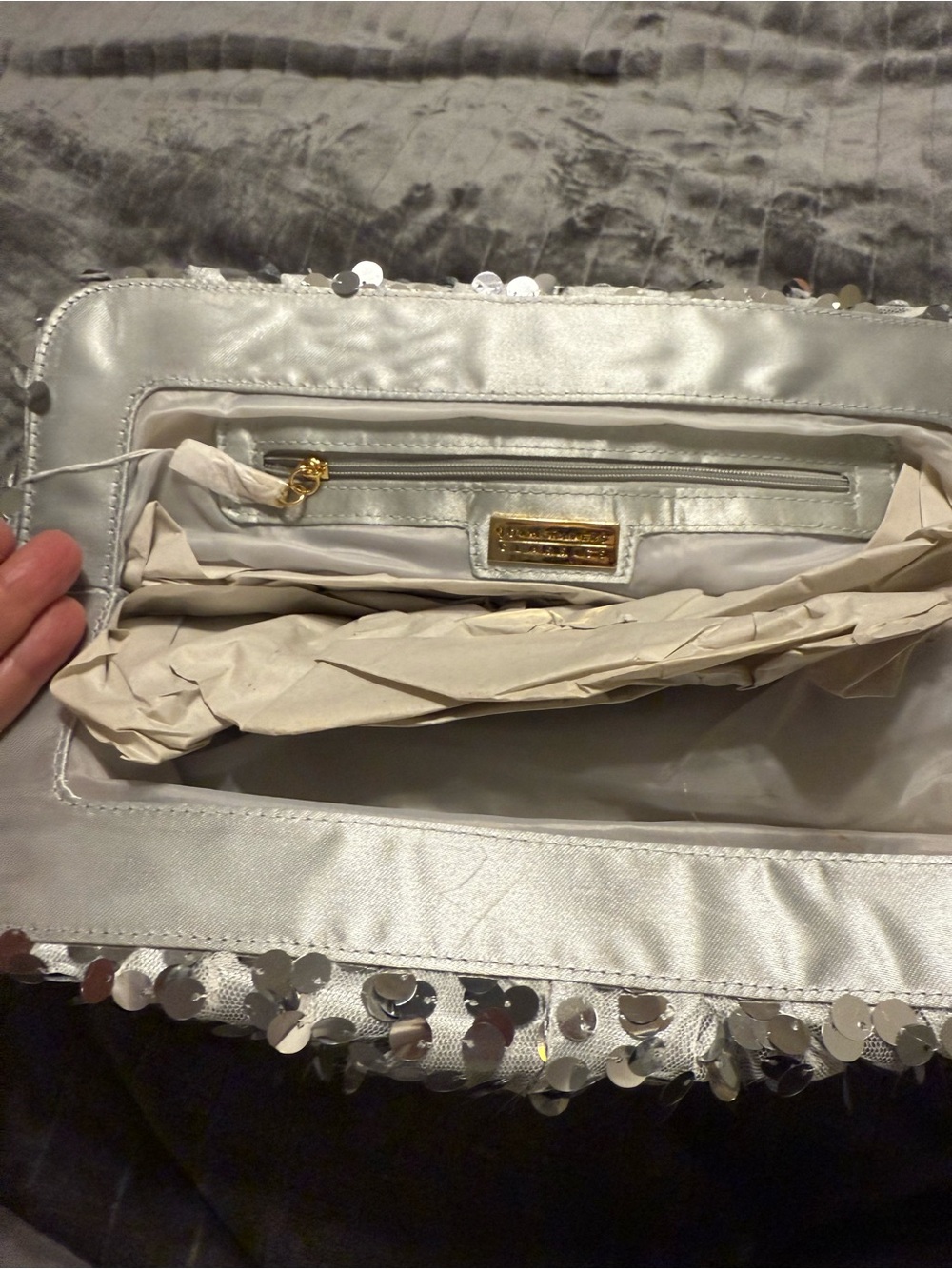 Joan Rivers Silver Sequin Evening Clutch - Picture 2 of 2